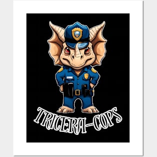 Tricera-Cops Funny Dino Pun Posters and Art